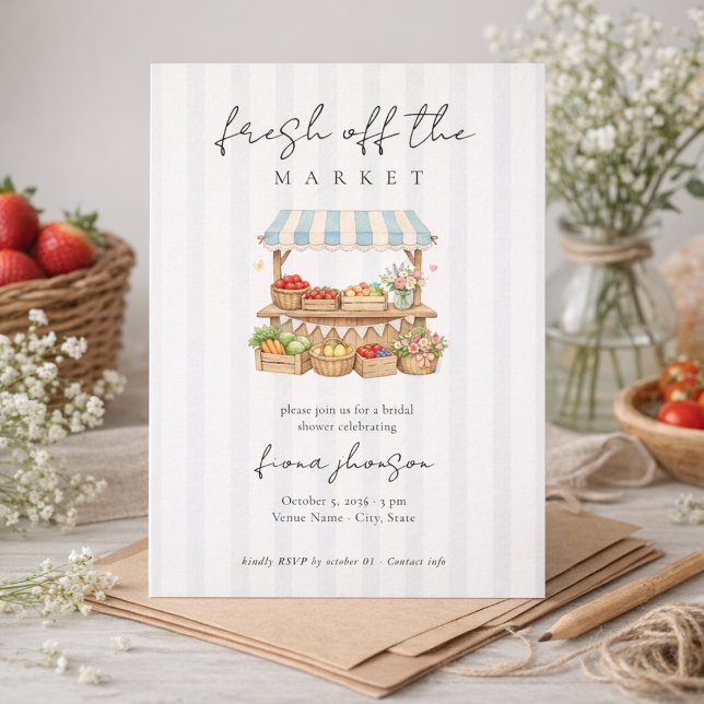 Elegant Script Fresh Off the Market Bridal Shower Invitation (Creator Uploaded)