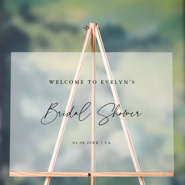 Elegant Script Frosted Bridal Shower Welcome Acrylic Sign (Neutral)