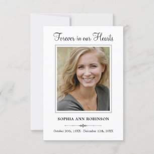 Elegant Script Funeral Photo Memorial Prayer Card