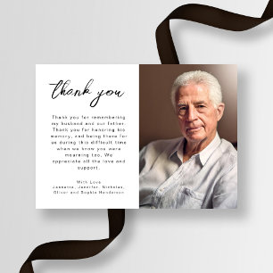 Elegant Script Funeral Photo Thank You Card