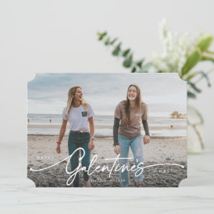 Elegant Script Galentine's Day Flat Photo Card