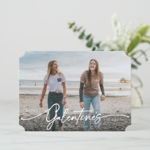 Elegant Script Galentine's Day Flat Photo Card