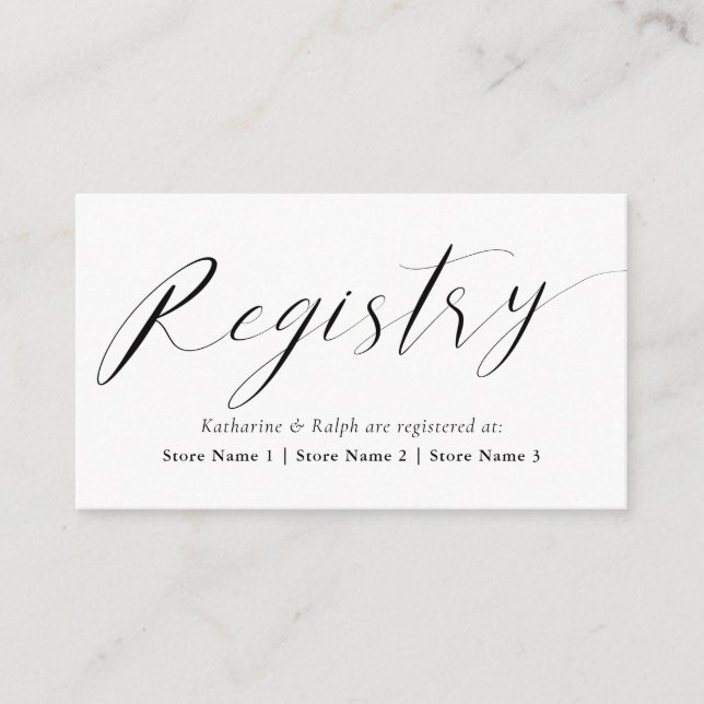 Elegant Script Gift Registry Enclosure Card (Front)