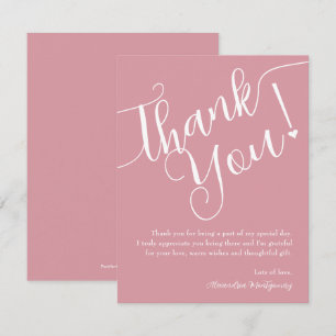 Elegant Script Girl Baby Shower Pink Thank You Card