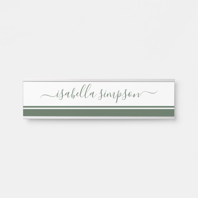 Elegant Script Girly Evergreen Professional Door Sign (Front)