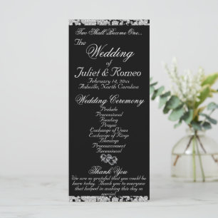 Elegant Script & Glitter - Black Wedding Programme
