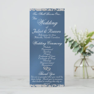 Elegant Script & Glitter - Blue Wedding Programme