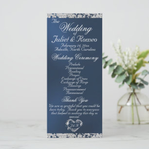 Elegant Script & Glitter - Blue Wedding Programme