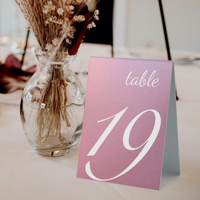 Elegant Script Glitter Pink Wedding Number (Elegant Script Glitter Pink Wedding Table Number Tent Sign)