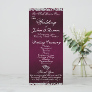 Elegant Script & Glitter - Purple Wedding Programme