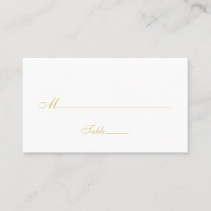 Elegant Script Gold and White Wedding Place Card