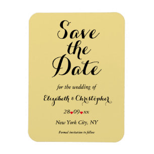 Elegant Script Gold Black Wedding Save The Date Magnet