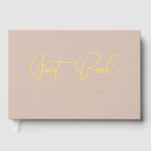Elegant, Script Gold-Foil-Font Wedding Guest Book
