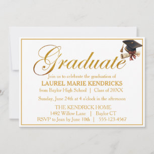Elegant Script Gold Foil Graduation Party Invitation