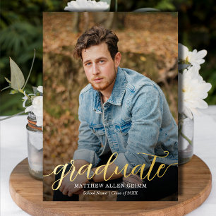 Elegant Script Gold Foil Photo Graduation
