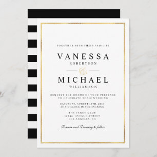 elegant script gold foil wedding invitation