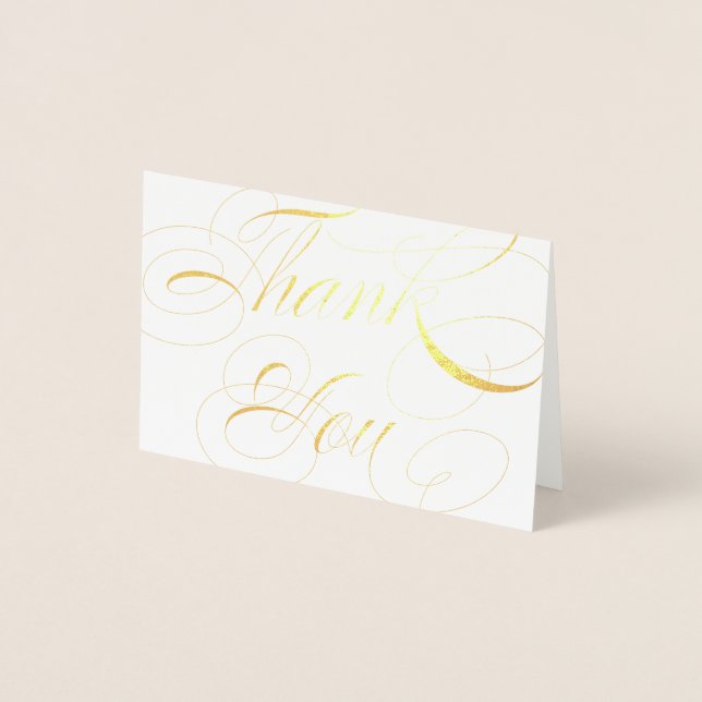 Elegant Script Gold Foil Wedding Thank You Foil Card (Front)