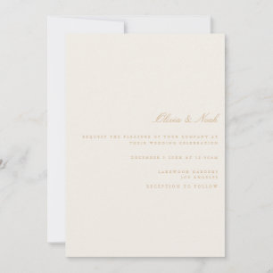 Elegant Script Gold Ivory Wedding Invitation Card