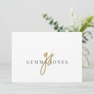 Elegant Script Gold Monogram Initials Name  Card
