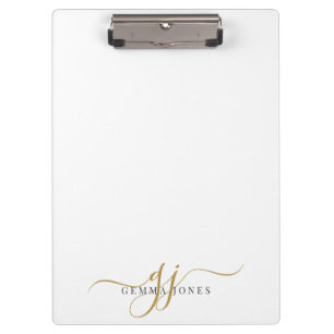 Elegant Script Gold Monogram Initials Name  Clipboard