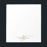 Elegant Script Gold Monogram Initials Name  Notepad<br><div class="desc">A chic modern stylish gold black monogram with a dramatic gold swash script initials with your full name in a modern serif type. Simple elegance.</div>