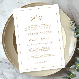 Elegant Script Gold Monogram Invitation