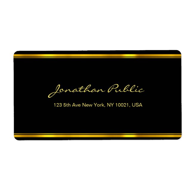 Elegant Script Gold Template Chic Shipping Address (Front)