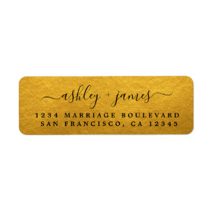 Elegant Script Gold Wedding Return Address