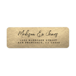 Elegant Script Gold Wedding Return Address