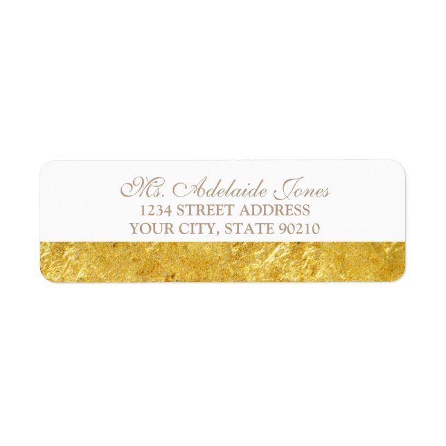 Elegant Script Gold Wedding Return Address (Front)
