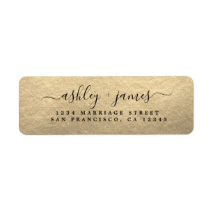 Elegant Script Gold Wedding Return Address