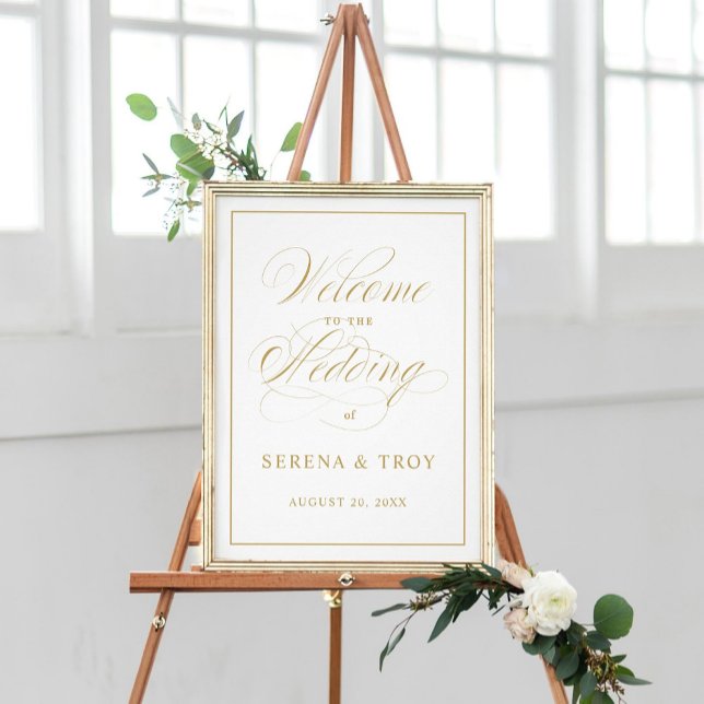 Elegant Script Gold Welcome Sign Wedding (Creator Uploaded)