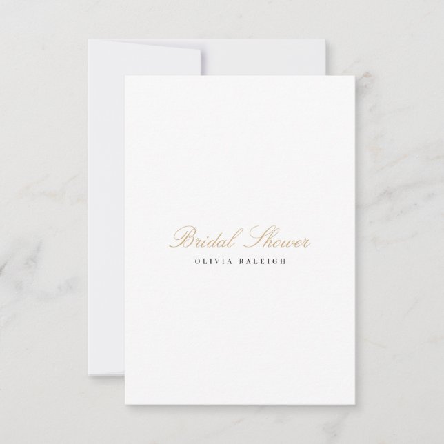 Elegant Script Gold White Bridal Shower Invitation (Front)