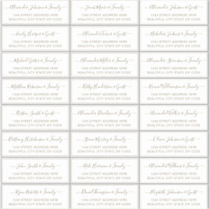 Elegant Script Gold White Wedding Guest Address