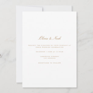 Elegant Script Gold White Wedding Invitation Card