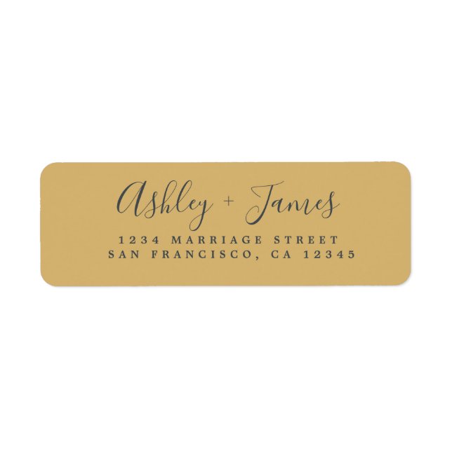Elegant Script Gold Yellow Wedding Return Address (Front)