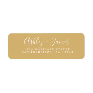Elegant Script Gold Yellow Wedding Return Address