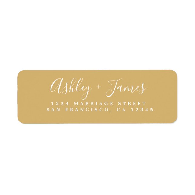 Elegant Script Gold Yellow Wedding Return Address (Front)