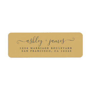 Elegant Script Gold Yellow Wedding Return Address