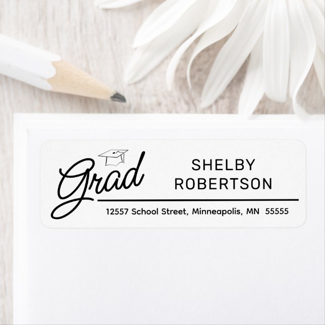 Elegant Script Grad Graduate Return Address (Insitu)