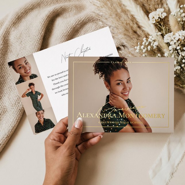Elegant Script Grad Photo Graduation Announcement (Elegant Script Grad Photo Graduation Announcement)
