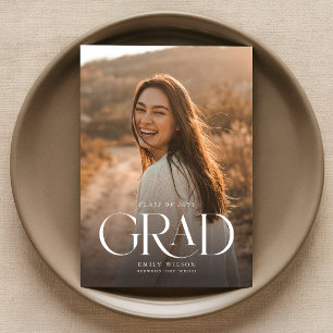 Elegant Script Grad Photo Graduation Announcement Postcard
