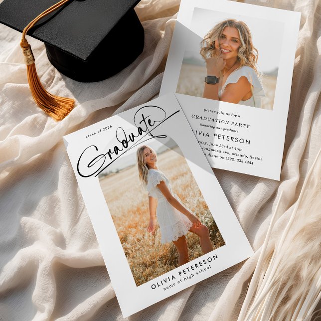 Elegant Script Graduate Arch Photo Graduation Invitation (Creator Uploaded)