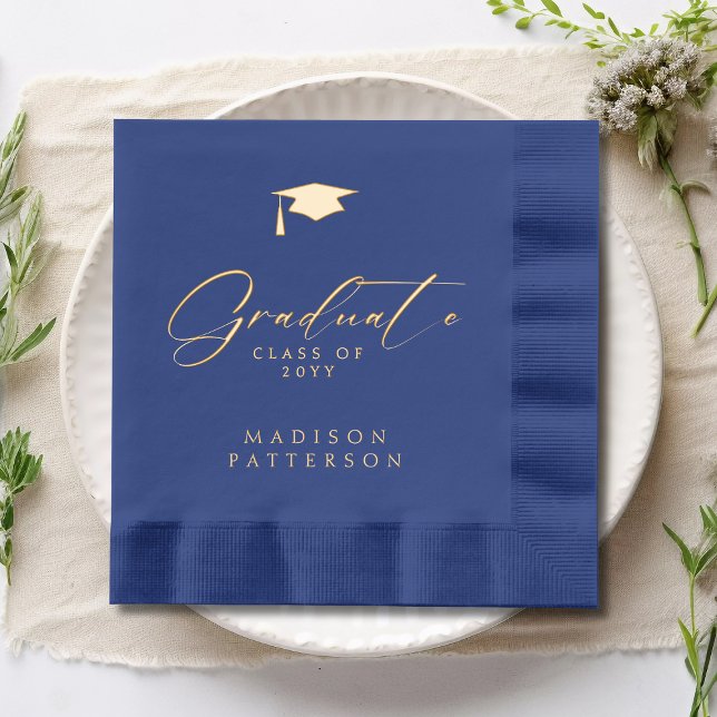 Elegant Script Graduate Personalised Graduation Foil Napkins (Creator Uploaded)