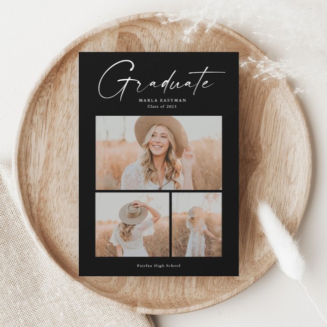Elegant Script Graduate Photo Collage Graduation Invitation (Creator Uploaded)