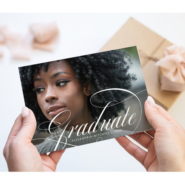 Elegant Script Graduate | Photo Grad Party Invitation (Creator Uploaded)