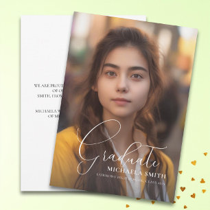 Elegant Script Graduate Photo Graduation Announcement