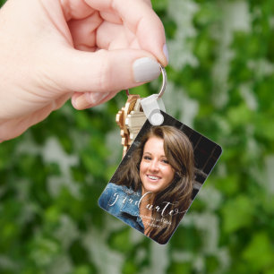 Elegant Script Graduate Photo Personalised Key Ring