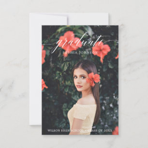 Elegant Script Graduation Announcement with Photo