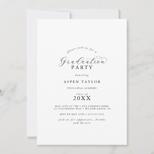 Elegant Script Graduation Party Invitation (Front)